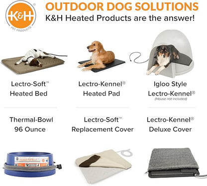 K&H Pet Products Lectro-Soft Orthopedic Outdoor Heated Dog Bed for Large Dogs or Multiple Cats, Safety Listed Warming Pad, Waterproof, Soft & Flexible, Washable Cover - Large 36 X 25in Gray 60W