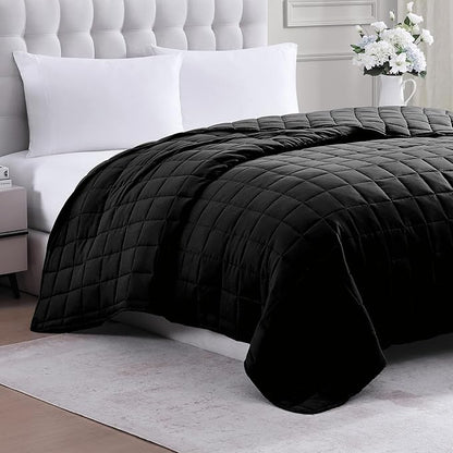 Casa Platino Black Blanket Twin Size - Pre-Washed Ultra Soft Quilted Blanket - Lightweight Twin Size Blanket - All Season Twin Blanket - Premium Microfiber Down Alternative Blanket Twin Size