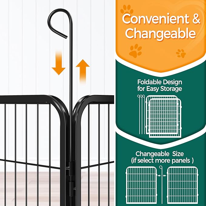 Topeakmart Dog Playpen Outdoor Puppy Exercise Pen Indoor Portable Pet Fence for Yard/RV Camping, 32 Inch 2 Panels