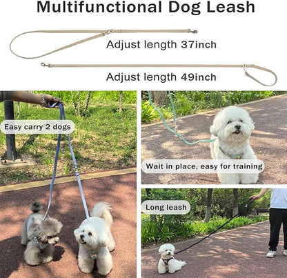 No Pull Dog Harness and Leash Set for Small Sized Dog Training Puppy Harnesses with Multifunction Dog Leash Soft Adjustable Denim No Choke Escape Proof Pet Harness for Small and Medium Dog (Brown XS)