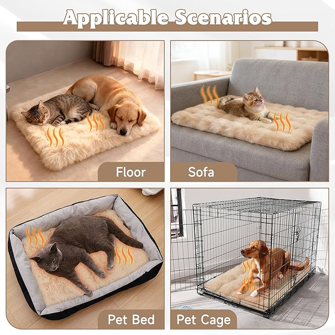 Self Warming Cat Bed, Self Heating Cat Mat & Warming Pad with Plush Fleece 18"x24", Non-Slip – Indoor Heated Cats Pad for Kittens, Small Dogs & Senior Pets