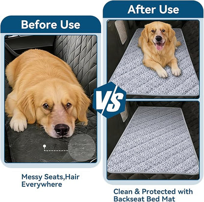 MH MYLUNE HOME Cooling Pet Car Mat for Backseat–Non-Slip Oxford Fabric,Pet-Friendly Seat Covers,Travel Pet Bed,for Backseat/Trucks SUVs Extender Seat Protectors 24.8"x54" inch