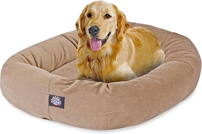 Majestic Pet Large Dog Bed for Big Dogs, Washable Orthopedic Donut Cuddle Bed with Bolster, Soft & Fluffy Calming Pet Bed for Large Sized Dog, Faux Suede Stone 40x29x9 Inch