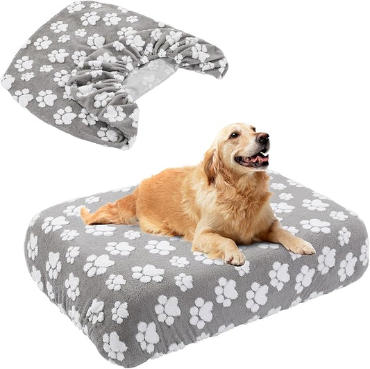 BALAPET Washable Dog Bed Cover 100% Waterproof, Soft Plush Velvet Dog Bed Covers Replacement Only, Fitted Reusable Cover for Pet Mat Bed(44x35x6in)