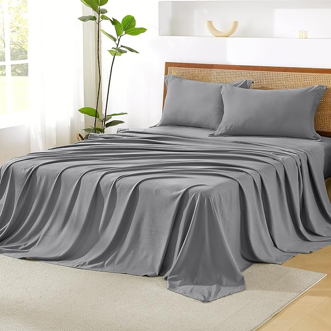 Litanika Full Size Comforter Set with Sheets Medium Gray - 7 Pieces Bed in a Bag Full Chevron Tufted Complete Bedding Sets with Comforter, Sheets, Pillowcases & Shams