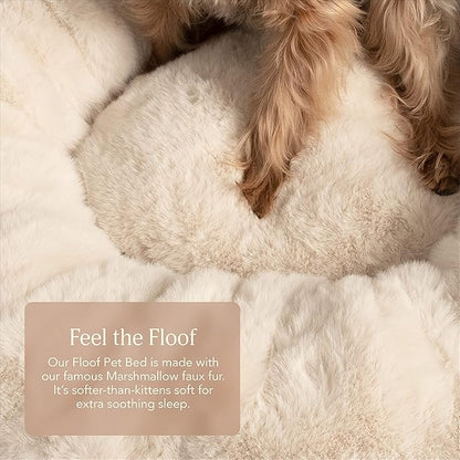 UnHide Floof Pet Bed - Medium (28" x 10") - Extra Soft Dog Bed - Removable Faux Fur Cover - Machine Washable - Helps Ease Pet Anxiety & Provides The Perfect Sleep - Leopard