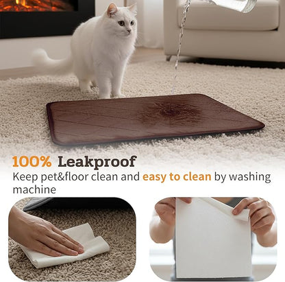 NWK Fluffy Self Warming Cat Mat, Cat Blanket, Thermal Dog Mat, Washable, Non-Slip Bottom for Sofa & Crate & Kennel & Car Seat (Coffee Brown, Medium (28'' X 19'' X 0.4''))