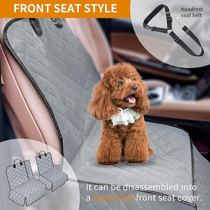 IVY&LANE Dog Car Seat Cover for Back Seat,Conversible 2-in-1 Waterproof Front Seat Cover,Heavy-Duty & Scratchproof Car Seat Protector Cover for SUVs, Trucks and Sedans(Standard,Grey)