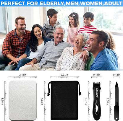 DRMODE Nail Clippers for Men Thick Nails, Heavy Duty Toenail Clippers for Seniors Thick Toenails with 16MM Wide Jaw, Sharp Stainless Steel Large Finger Nail Clippers Adult Cutter Trimmer with File
