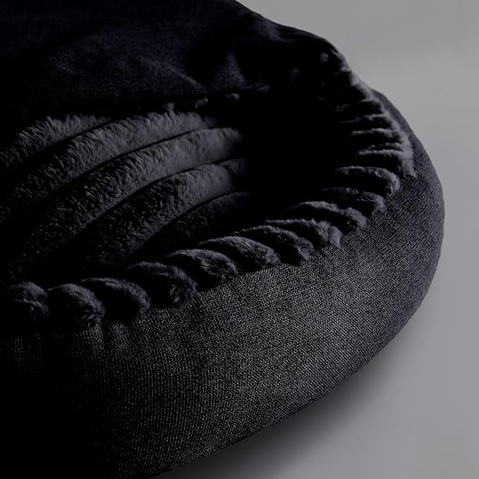 Riverbrook Home Everett Covered Round Cuddly Pet Bed, Black, Medium