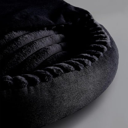 Riverbrook Home Everett Covered Round Cuddly Pet Bed, Black, Small