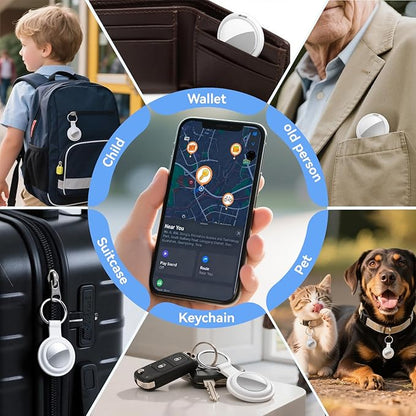 Air Tracker Tags-4 Pack, Item Finders Works with Apple Find My(iOS Only), Air Tracker Tags with 4 Case, Bluetooth Tracker Keys Finder and Item Locator & GPS Trackers for Kids/Pets/Dog/Luggage/Wallet