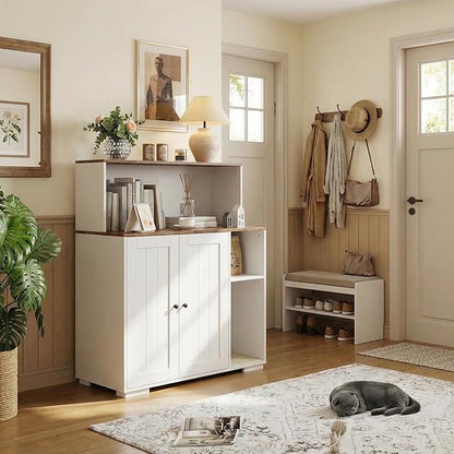 Extra Large Cat Litter Box Enclosure with Scratch Pad, Large Automatic Litter Box Furniture, Dog-Proof Litter Cabinet with Outlet, Space for Cat Stuffs
