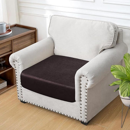 ANARACHON Leather Look Couch Cushion Covers Sofa Seat Slipcovers Sets Couches Furniture Protector for Sectional Armchair Loveseat Pets Kids Stretch Spandex Fabric (1 Cushion Armchair, Chocolate)