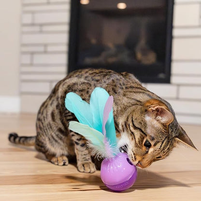Catstages Feather Treat Stuffer Cat Toy – Interactive Cat Toy with Catnip for Treat Dispensing & Mental Stimulation, Purple