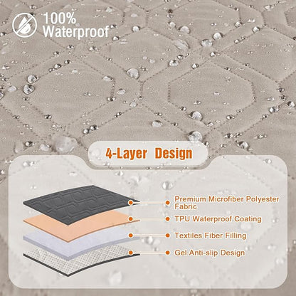 VANSOFY Couch Cover, Waterproof Sofa Covers Washable Slipcover Furniture Protector Couch Seat Covers Non-Slip Couch Cover for Dogs, Pets(Sofa Plus, Khaki)