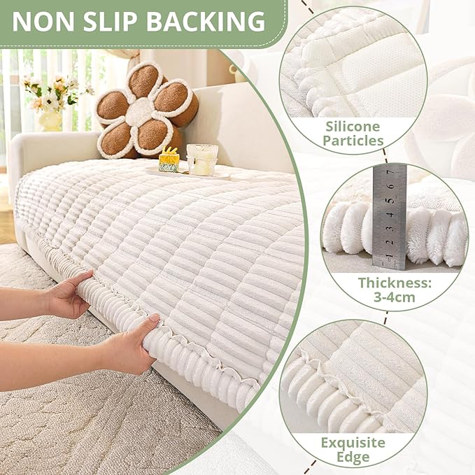OstepDecor Washable Couch Cover for Dogs, Thick Pet Friendly Sofa Covers, Soft Couch Protector, Paw Cart Sofa Slipcovers, Cushion Protector for Leather, Sectional, Loveseat (27.6" x 27.6", White)