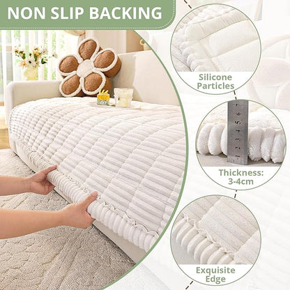 OstepDecor Washable Couch Cover for Dogs, Thick Pet Friendly Sofa Covers, Soft Couch Protector, Paw Cart Sofa Slipcovers, Cushion Protector for Leather, Sectional, Loveseat (35.4" x 35.4", White)