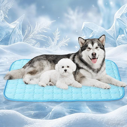 Dog Cooling Mat, Double-Sided with Cooling Fabric & Warm Flannel, 51.2" x 37.4" Thickened Cooling Mat for Dogs, No Electricity Needed, Machine Washable, Portable Crate Pad for Indoor & Outdoor Use