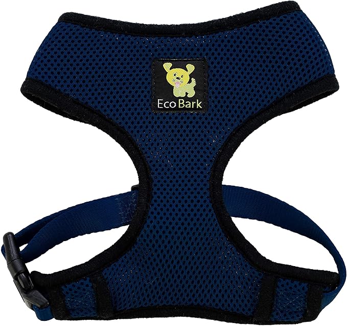 EcoBark Dog Harness - Luxurious Soft Mesh - Eco-Friendly Over the Head Vest Harness - No Pull & No Choke Design - Padded Breathable Body Halter - for Large Breed Dogs (Navy, XXL)