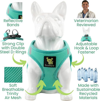 EcoBark Step in Dog Harness - Eco-Friendly Dog Harnesses for Small and Medium Breed Dogs - Reflective and Adjustable Body Halter Vest - Soft Mesh Toy Breed Harness (Mint, XL)
