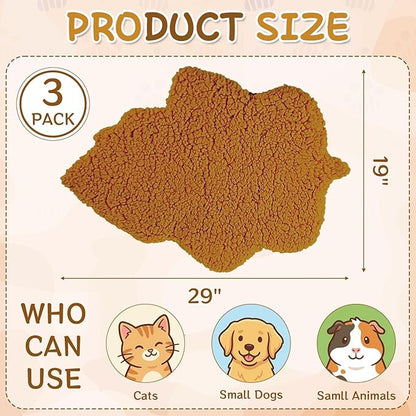 3 Pack Self Warming Pet Bed Leaf Shape Self Heating Cat Dog Mat Washable Thermal Sleeping Pad for Indoor Outdoor Hedgehog, Bunny, Sugar Glider, Rat, Chinchilla(Orange,Large-19 x29)