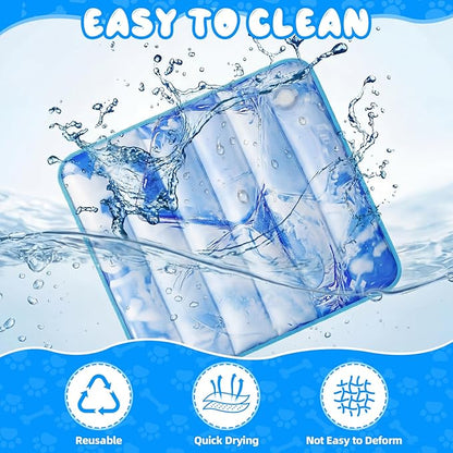 Chunful 4 Pack Dog Cooling Mat Water Injection Pet Cooling Mat for Dogs Cats with Storage Bags Washable and Foldable Pet Pad Summer for Small Medium Large Breeds of Doggy Bed Sofa Floor Car Seat(L)
