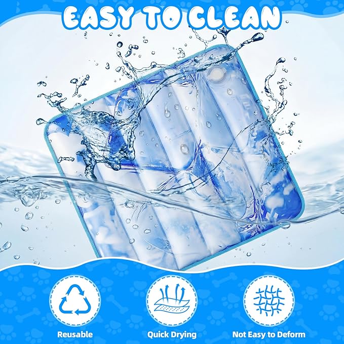 Chunful 4 Pack Dog Cooling Mat Water Injection Pet Cooling Mat for Dogs Cats with Storage Bags Washable and Foldable Pet Pad Summer for Small Medium Large Breeds of Doggy Bed Sofa Floor Car Seat(M)