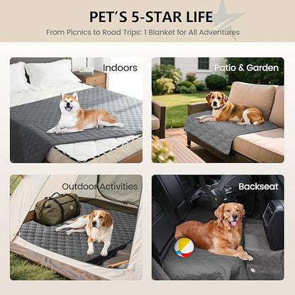gogobunny 3X Stronger Waterproof Pet Blanket, Scratch Proof Furniture Protector for Dogs Cats, Reversible Cover 82x82 Inch, Dark Grey