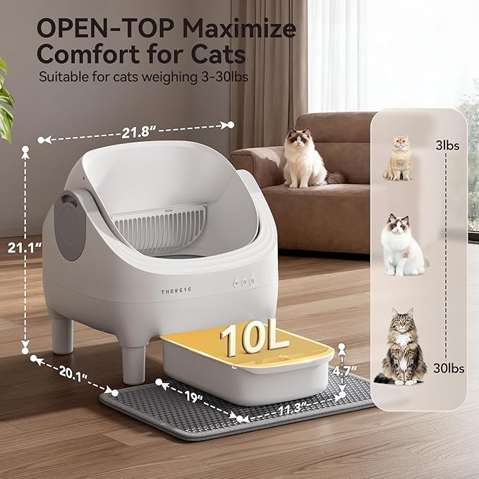 Automatic Litter Box with APP Control, Self Cleaning Cat Litter Box with Dual Safety Sensors, 11L Extra Large Waste Bin, Deodorization, Smart Kitty Litter Box with Mat for Multiple Cats