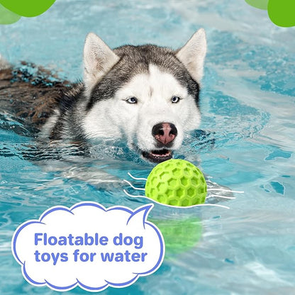 DISSKNIC Indestructible Squeaky Dog Balls, Interactive Dog Toys for Aggressive Chewers Large Breed for Relieving Anxiety, Dog Chew Toys Balls for Aggressive Chewers, Outdoor Dog Toys Dog Water Toys