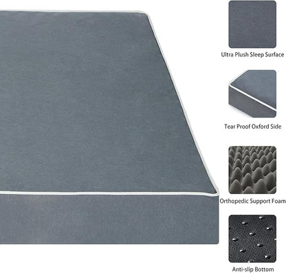 Dog Bed Mats for Medium Dogs - Orthopedic Dog Pet Bed Thick Egg Foam Crate, Removable Washable Cover, Non-Slip Bottom Durable Dog Crate Bed Mat (Dark Gray, M(30''x20''x3''))