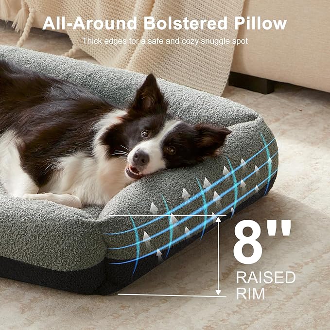 FURTIME Dog Bed Large Sized Dogs, Washable Comfy Fluffy Medium Dog Bed, Removable Zipper Cover Machine Wash, Soft Orthopedic Bed Durable Pet Cuddler with Anti-Slip Bottom, 36"x27"x8",Dark Grey