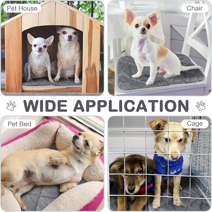 8 Pack Self Heating Cat Mat Self Warming Cat Bed Extra Warm Thermal Pet Bed Mat Reflects Body Heat Washable Dog Crate Pad for Indoor Outdoor Pets(Gray,16 x 16 Inch)