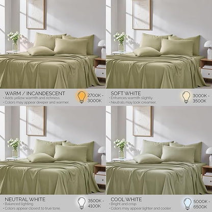 Southshore Fine Living, Inc. 21-Inch Deep Pocket King Sheet Set, 6-Piece Sage Green King Size Sheets Set, Full Elastic Fitted Sheet, Oversized Flat, 4 Pillow Cases, Sage Green Sheets