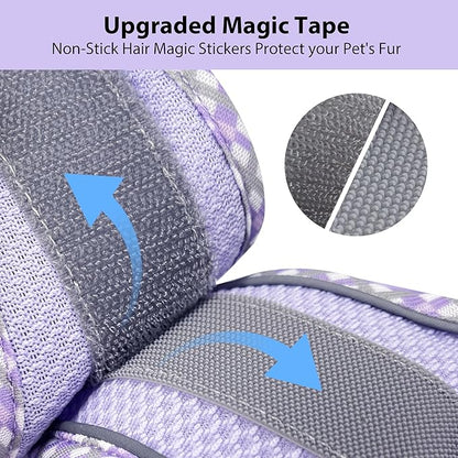 AIITLE Teacup Puppy Harness with Leash - Adjustable Soft Vest with Magic Tape & Reflective Safety Strips, Easy-Put-On for Poodles, Pomeranians - Gym, Hiking, Travel (Purple, S)
