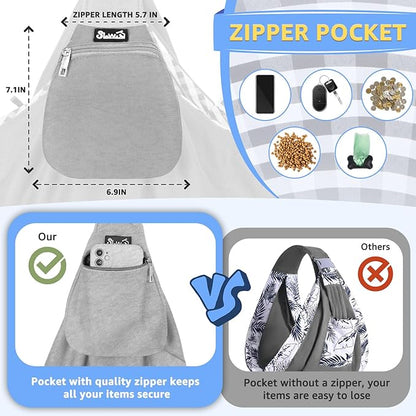 Lukovee Pet Sling, Hand Free Dog Sling Carrier Adjustable Padded Strap Tote Bag, Shoulder Bag with Safety Belt & Front Pocket for Small Dog Cat Puppy (Grey-WY,L)