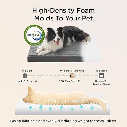 Bedsure ComfyFleece XXL Dog Bed for Crate - Extra Large Orthopedic Pet Beds with Removable Washable Cover, NOT Waterproof Egg Crate Foam Mat, Suitable for Pet Up to 100 lbs, 47x29x4, Not for Chewers