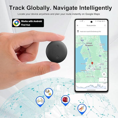 Android Tracker Tags, 1 Pack Google Certified Smart Tracker with Silicone Cases, Works with Google Find Hub for Keys, Luggage, Backpacks, Pets, IP67 Waterproof & Replaceable Battery (Android Only)