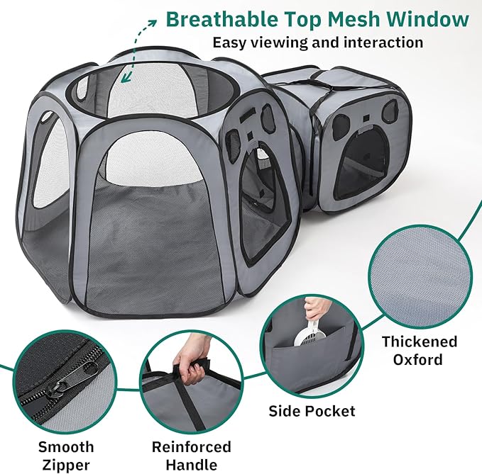 Portable Cat Playpen- Large Foldable Cat Tent for Indoor and Outdoor, Play Enclosure for Kittens and Small Dogs, Pet Houses & Condos & Cage