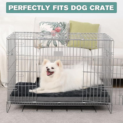 Vonabem Waterproof Small Dog Bed Crate Pad, 24 inch, Outdoor Washable Orthopedic, Anti-Slip Bottom Puppy Cat Bed Kennel Pad 23 * 17 inch, Dark Gray