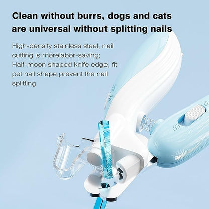 Cat & Dog Nail Clippers with LED Light, Illuminates Nail Bloodline to Prevent Overcutting, Pet Nail Trimmer with Safety Guard & Built-in Nail Catcher for Dog Cat Rabbit Small Animals(Blue)