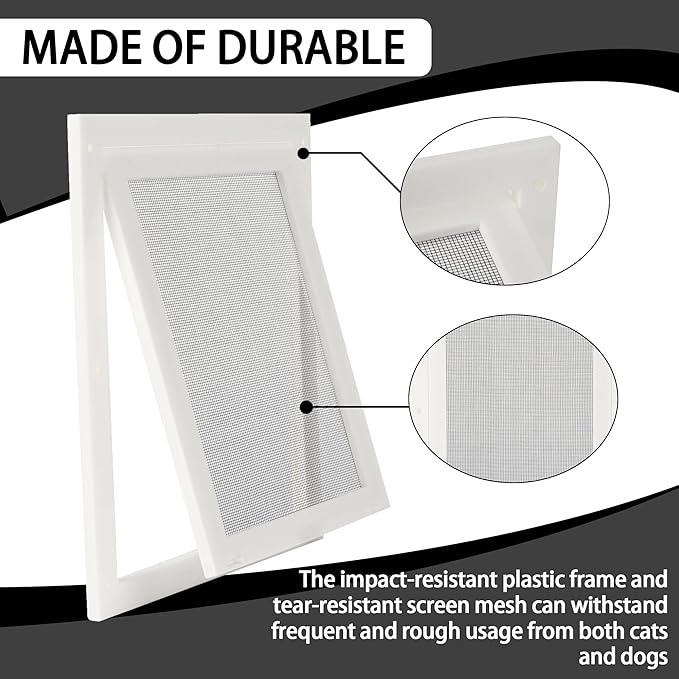 TonGass 7.87" x 9.84" Pet Screen Door Flap Compatible with Doggy Fits Dogs & Cats Under 30 Lbs, Small Dog Doors Flaps, Cat Screen Window Door Flap for Exterior Porch Screen and Window Screen - White