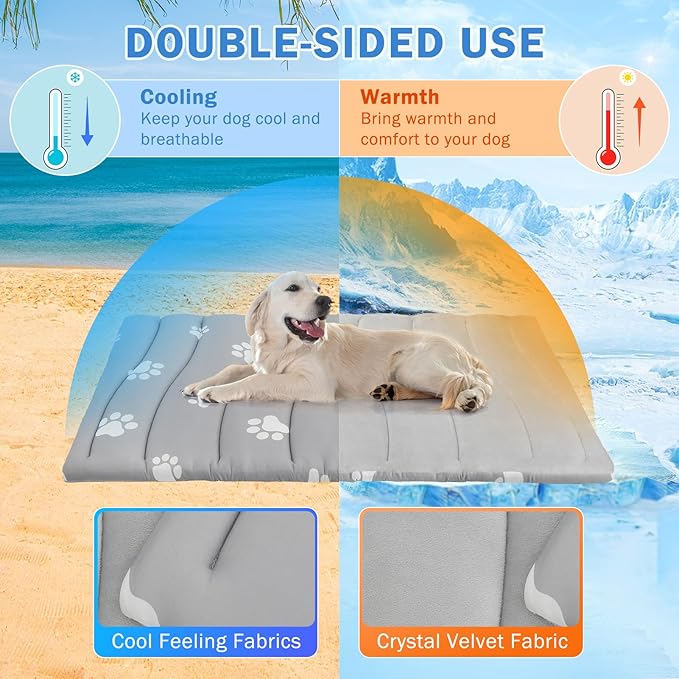 SCENEREAL Dog Cooling Mat for Crate, Thicken Self-Cooling Dog Pad Reversible (Cool & Warm), 36"x23" Pet Cool Bed for M Large XL Dogs,Kennel Sofa Mats Machine Washable, Durable Non-Toxic Gel, Outdoor