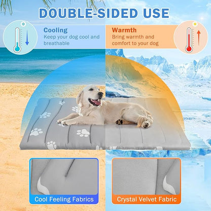 SCENEREAL Dog Cooling Mat for Crate, Thicken Self-Cooling Dog Pad Reversible (Cool & Warm), 36"x23" Pet Cool Bed for M Large XL Dogs,Kennel Sofa Mats Machine Washable, Durable Non-Toxic Gel, Outdoor