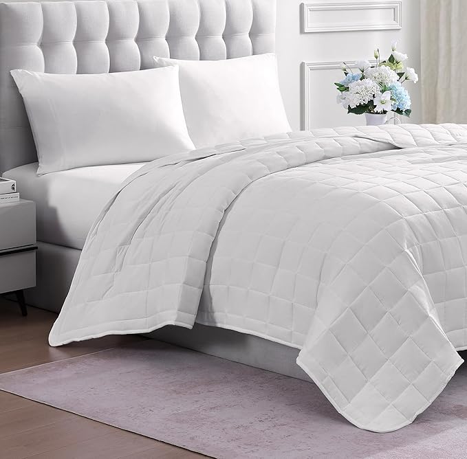 Casa Platino Blanket Twin XL - Pre Washed Quilted Blanket - Soft & Lightweight Bed Blanket - All Season Premium Down Alternative Blankets - White
