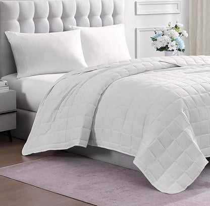 Casa Platino Blanket Twin XL - Pre Washed Quilted Blanket - Soft & Lightweight Bed Blanket - All Season Premium Down Alternative Blankets - White