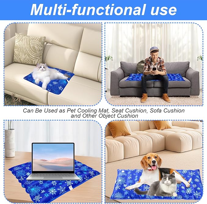 Dog Cooling Mat, 35.4" x 18.9", Cooling Mat for Dogs and Cats, Suitable for All Types of Pets, Durable Cooler Fabric for Better Cool Sensation, Keeping Pets Cool in Summer Heat (Snowflake)