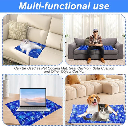 Dog Cooling Mat, 35.4" x 18.9", Cooling Mat for Dogs and Cats, Suitable for All Types of Pets, Durable Cooler Fabric for Better Cool Sensation, Keeping Pets Cool in Summer Heat (Snowflake)