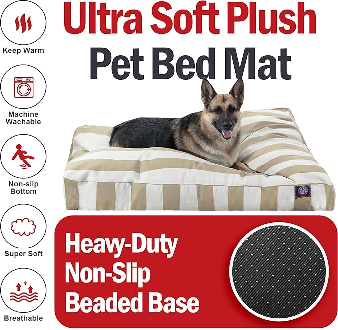 Majestic Pet Rectangle Large Dog Bed Washable – Non Slip Comfy Pet Bed – Dog crate Bed with Removable Washable Cover – Dog Kennel Bed for Sleeping - Dog bed X-Large Breed 50x42x5 Inch – Sand Beige